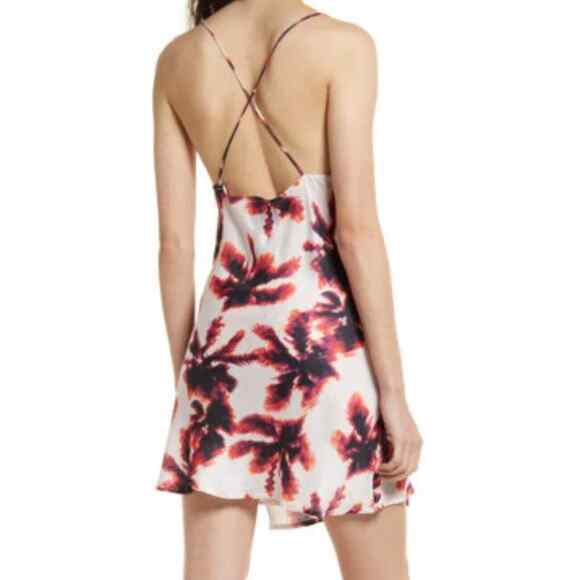 Nordstrom AREA STARS ~ Palm Print Mini Dress In White Multi S 100% VISCOSE - Picture 2 of 9